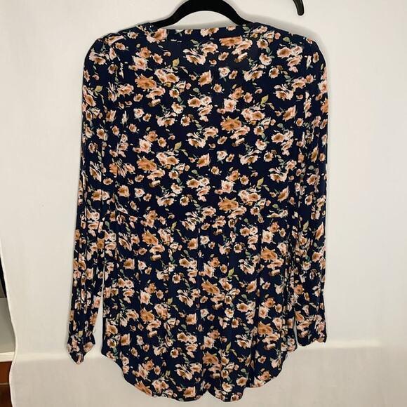 Lauren Conrad LC navy floral button up top - Picture 6 of 6